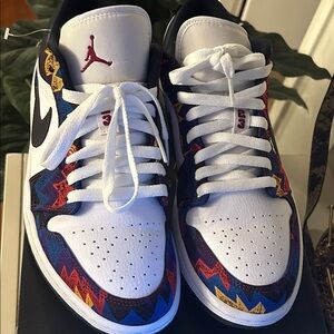 Jordan White and Multicolor Men's Sneakers